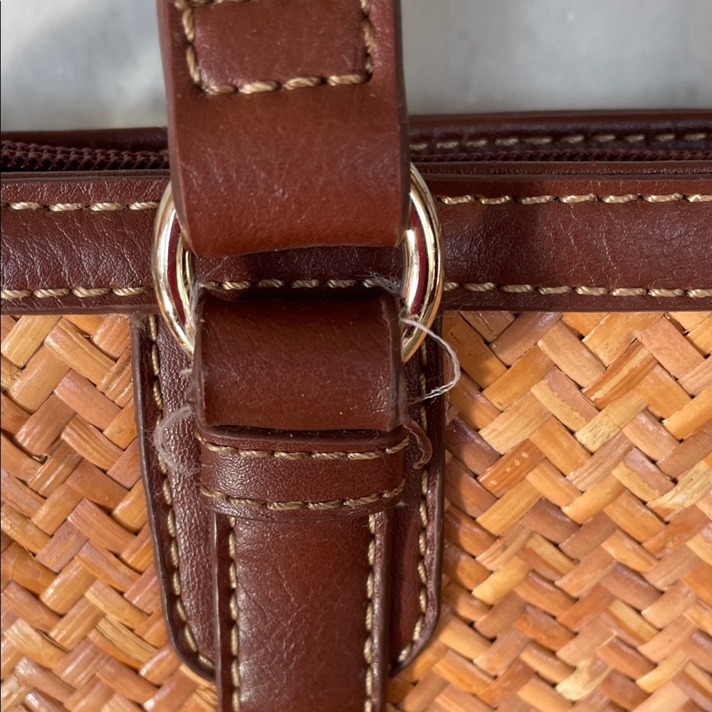 ETIENNE AIGNER Brown Tan Rattan Woven Small Tote Vintage - Picture 11 of 16